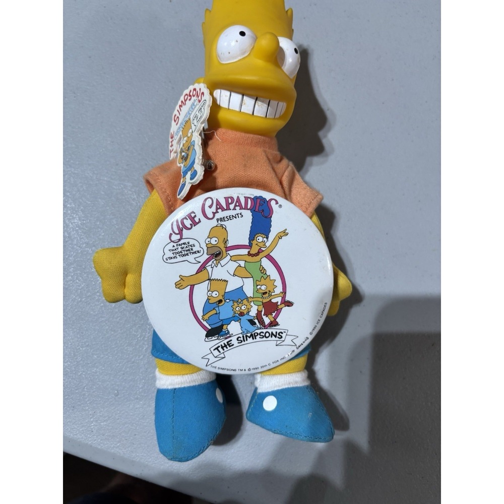 1990 Vintage Bart Simpson Collectible Doll - Toy Burger King-comes With 2 Pins!!